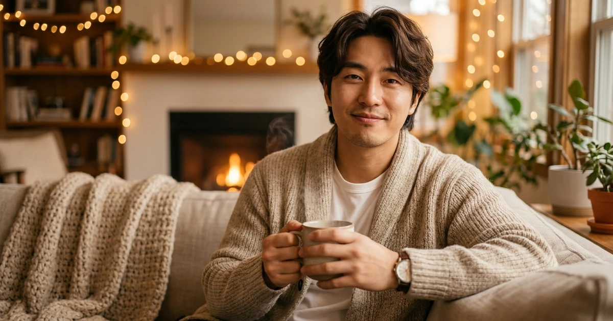 차분한 대형견 남친형 일러스트
